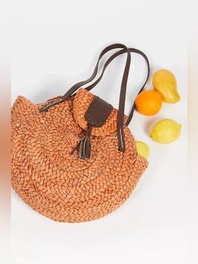 Bay Sky San Diego Hay Company Round Woven Cornhusk Straw Tote Bag